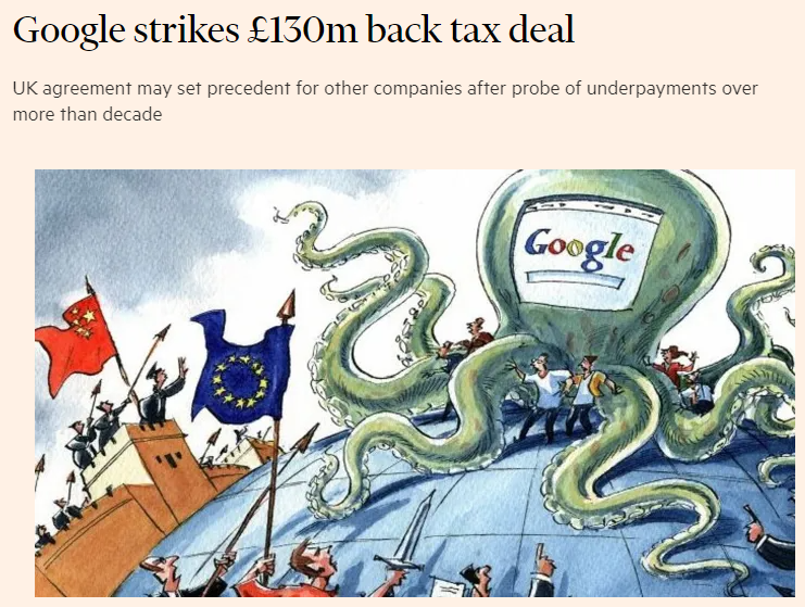구글은 앞서 여러 나라들과 세금 분쟁을 빚어왔다. / 이미지=파이낸셜타임스 보도 캡처